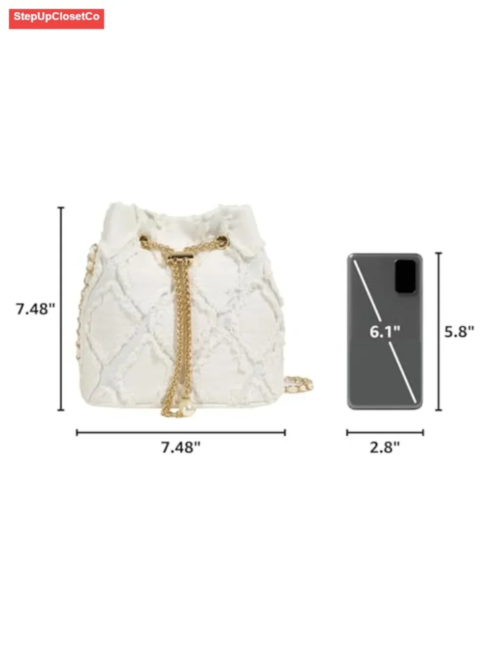 Denim Bucket Bag Quilted Drawstring Crossbody Hobo Handbag